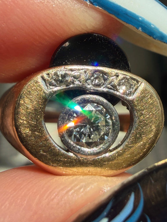 14k Onyx + Diamond Eye Ring