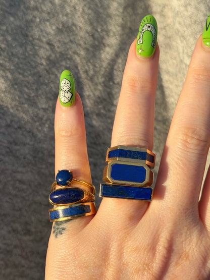 14k Elongated Lapis Ring