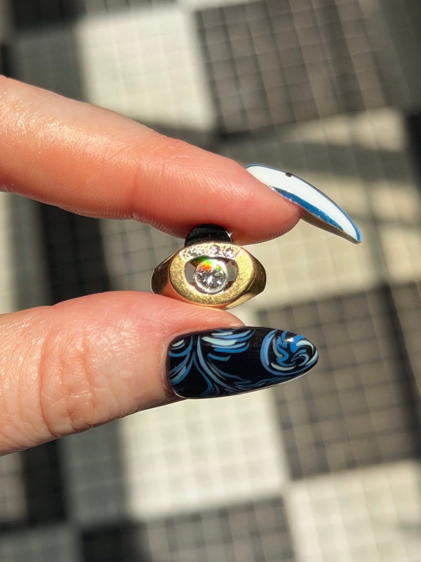 14k Onyx + Diamond Eye Ring
