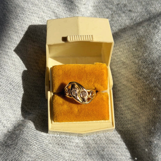 18k Antique Two-Tone Old Cut Diamond Snake Ring