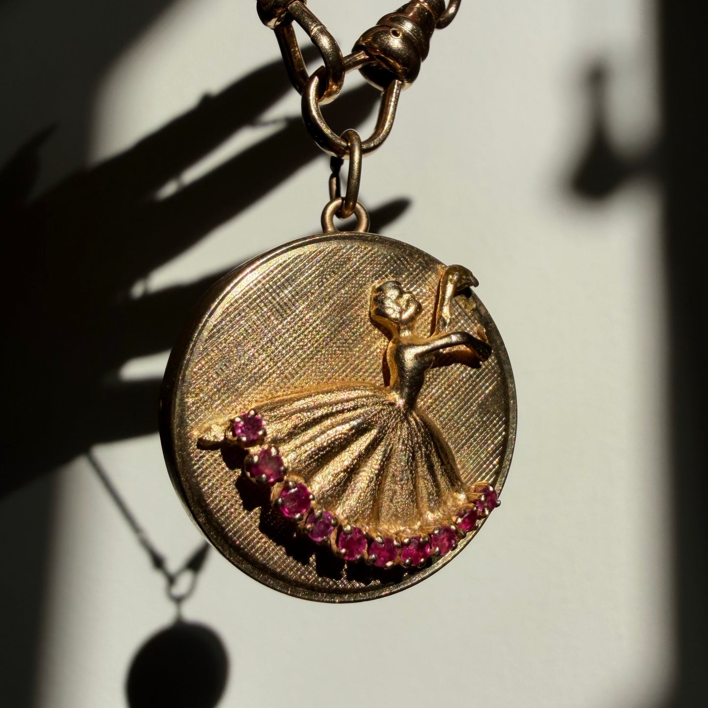14k Ruby Ballerina Music Box Pendant