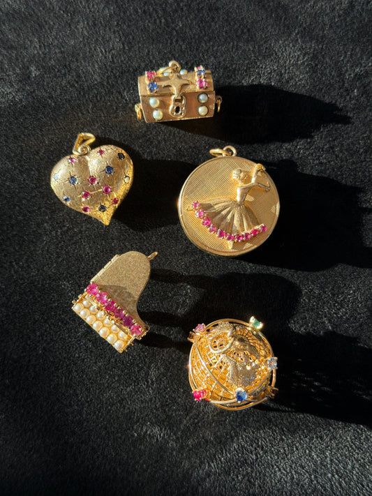 14k Ruby Ballerina Music Box Pendant