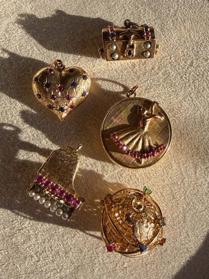 14k Ruby Ballerina Music Box Pendant