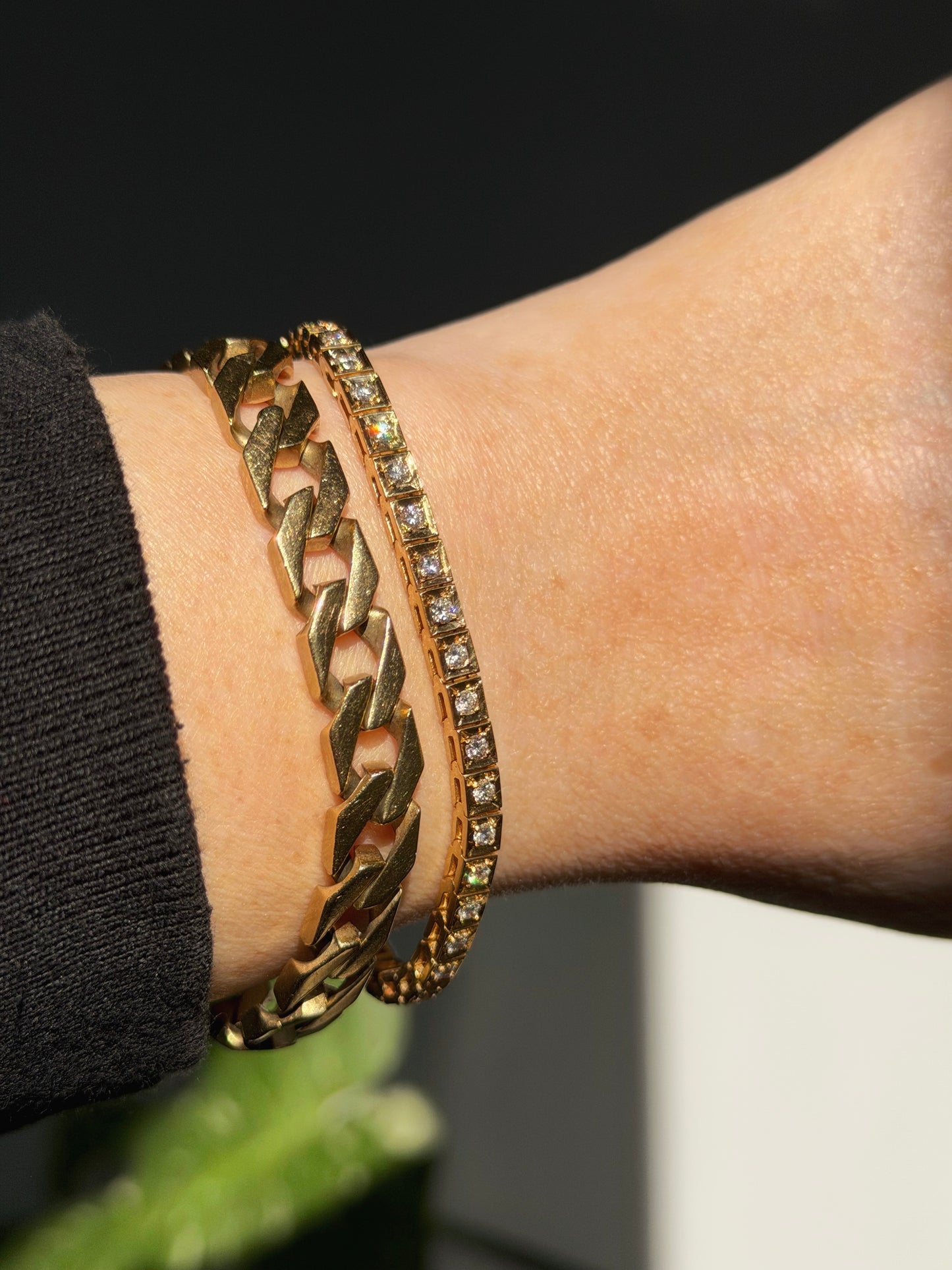14k Vintage Square Link Tennis Bracelet