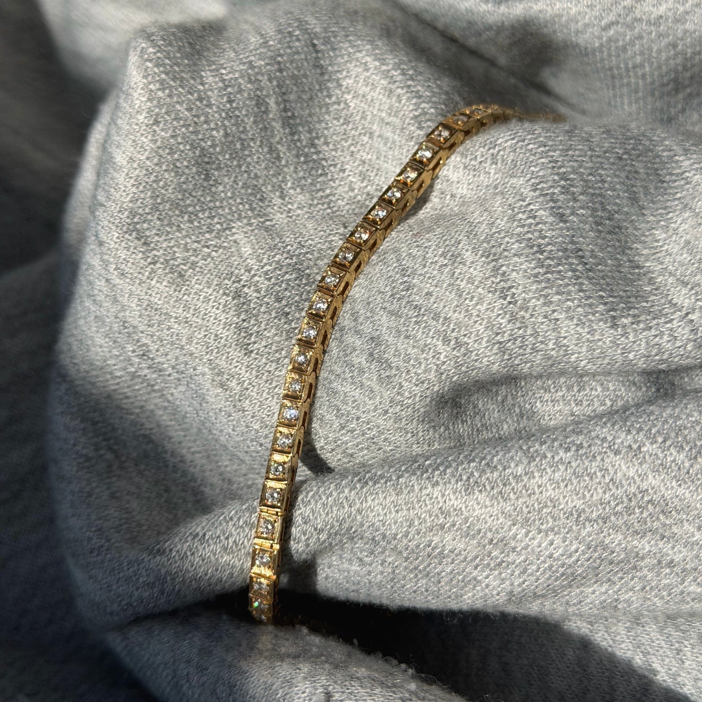 14k Vintage Square Link Tennis Bracelet