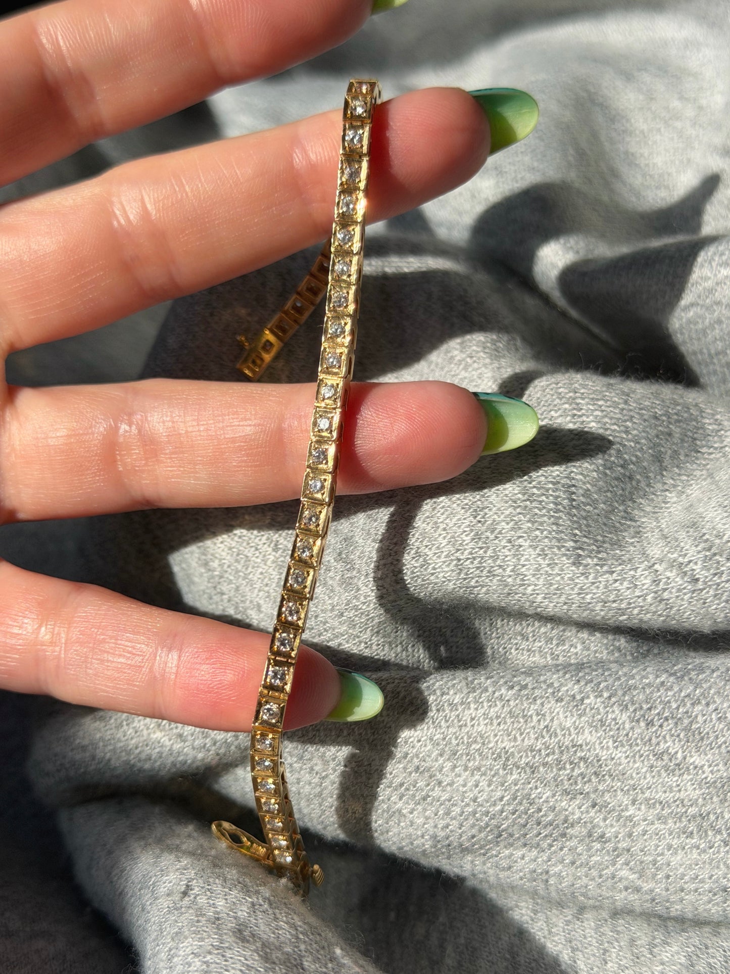 14k Vintage Square Link Tennis Bracelet
