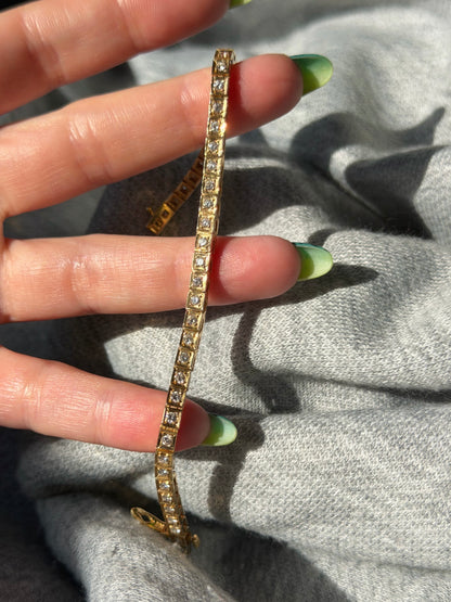 14k Vintage Square Link Tennis Bracelet