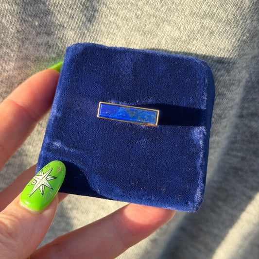 14k Elongated Lapis Ring