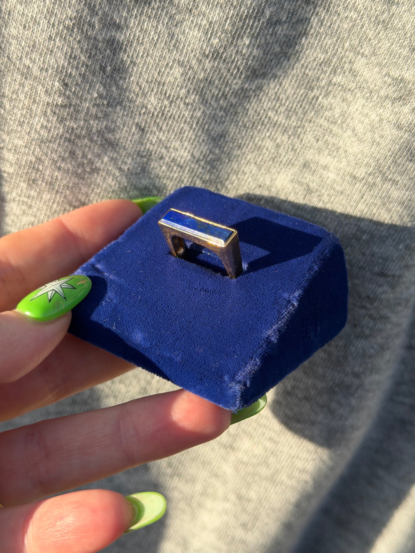 14k Elongated Lapis Ring
