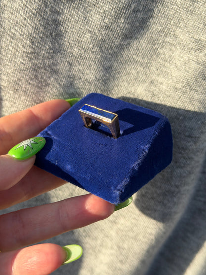 14k Elongated Lapis Ring