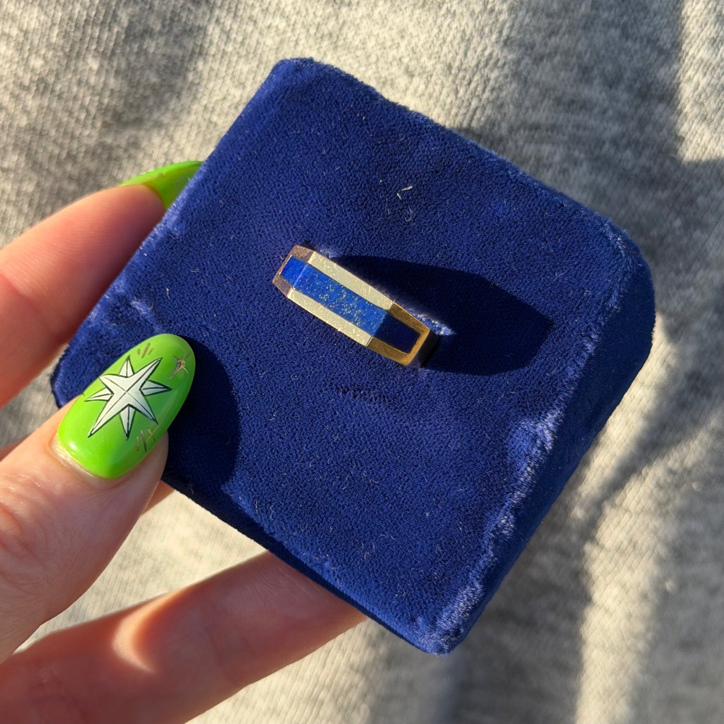 14k Geometric Lapis Band