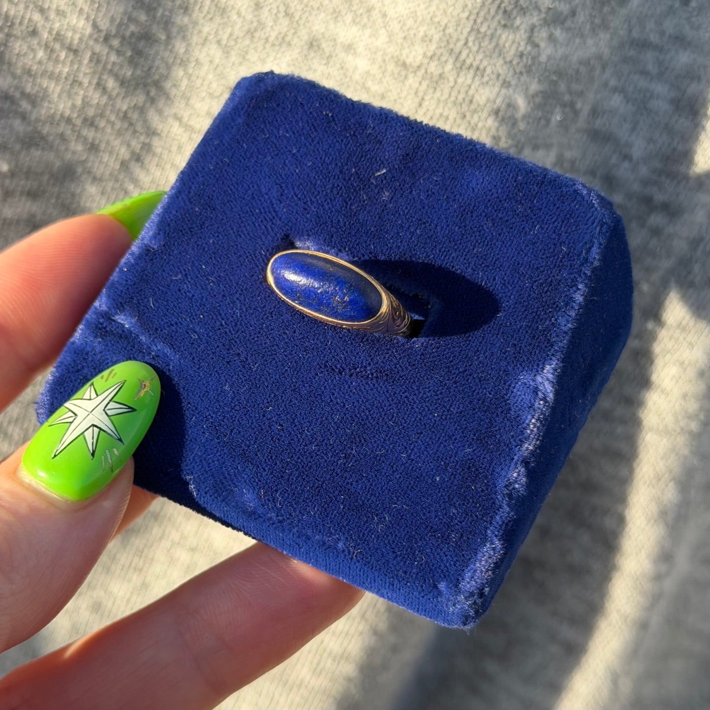 14k Ornate Lapis Ring