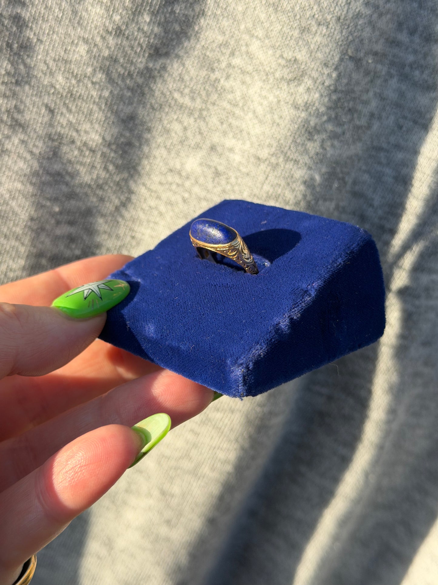 14k Ornate Lapis Ring
