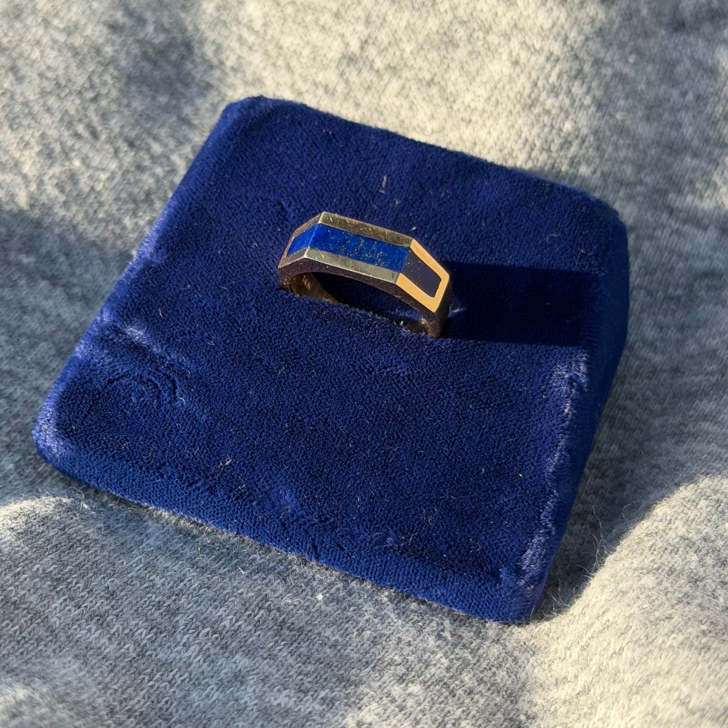 14k Geometric Lapis Band