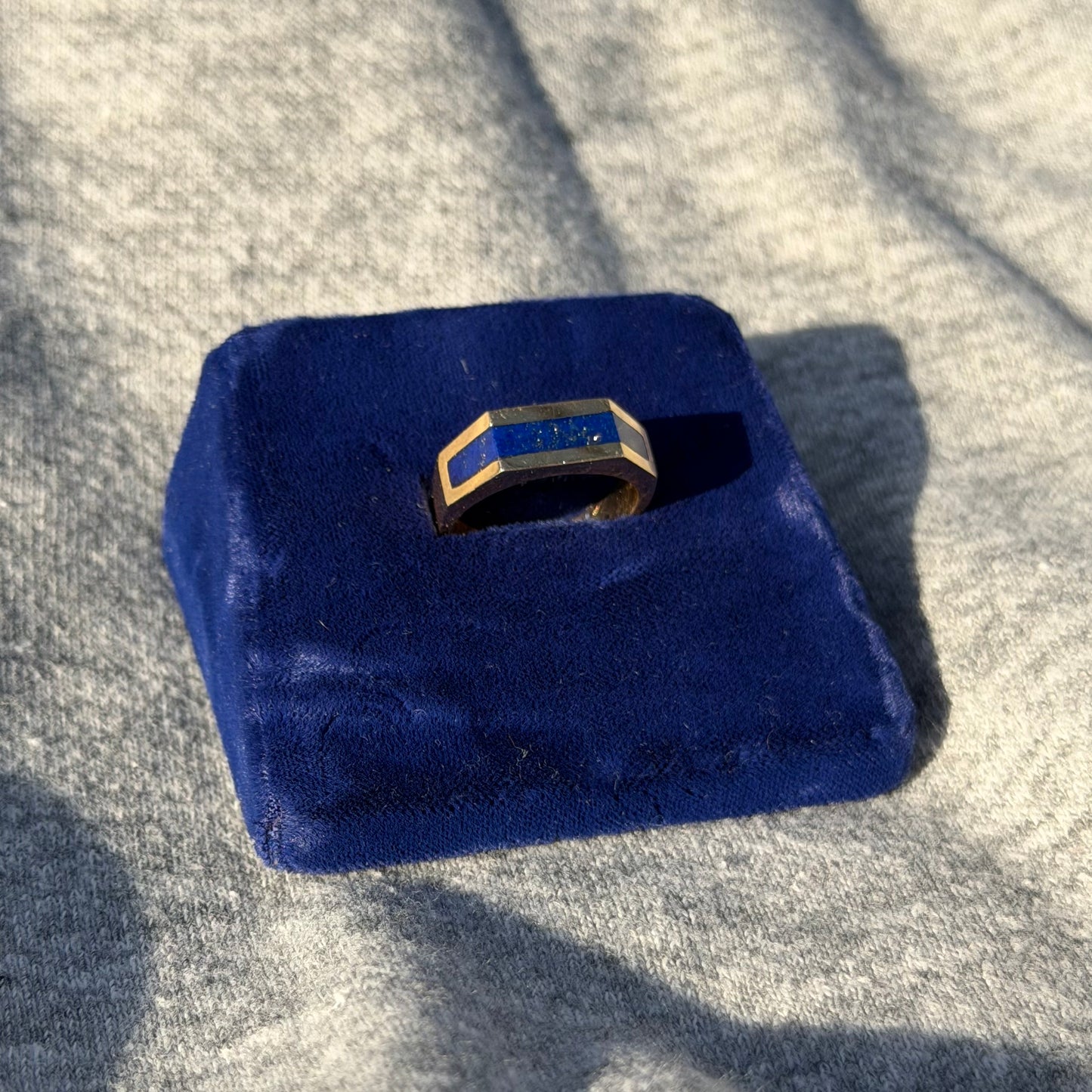 14k Geometric Lapis Band