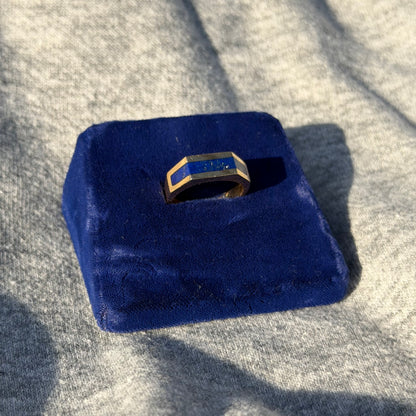 14k Geometric Lapis Band