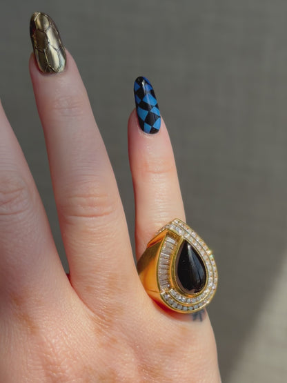 18k Onyx + Diamond Cocktail Ring