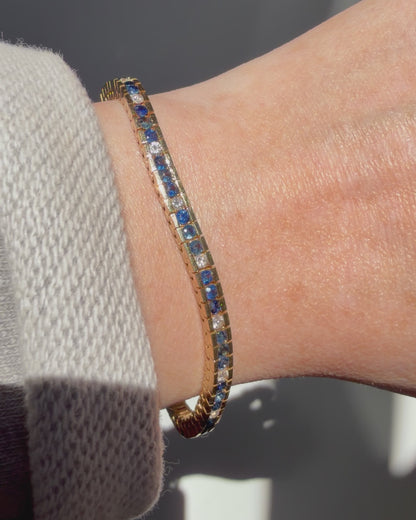 14k Diamond + Sapphire Tennis Bracelet