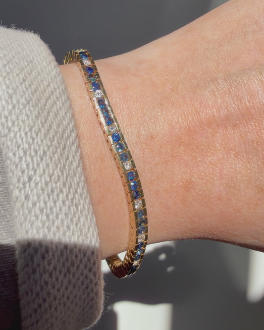 14k Diamond + Sapphire Tennis Bracelet
