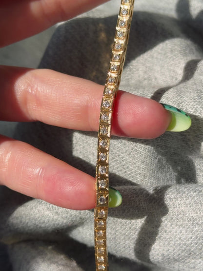 14k Vintage Square Link Tennis Bracelet