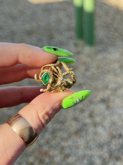 18k Emerald Octopus Ring